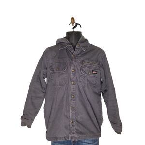 Dickies Genuine Hooded Coat Men Sz S 34-36 Gray Button Up Long Sleeve Winterwear